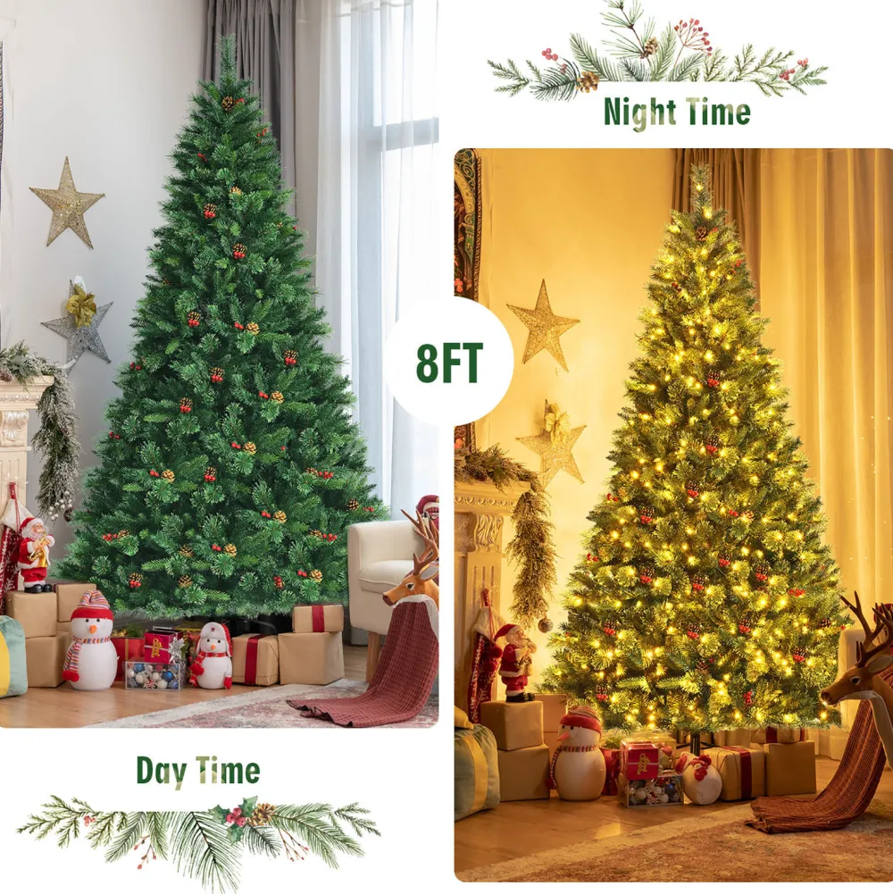Pre-Lit Christmas Trees*The Holiday Aisle 96'' H Green Realistic Pine Cashmere Christmas Tree With 600 Led Lights