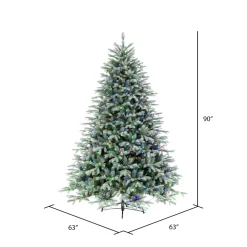 Pre-Lit Christmas Trees*The Holiday Aisle 90'' H Green Realistic Spruce Christmas Tree With 750 Led Color Changing/Combination Lights