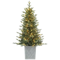 Pre-Lit Christmas Trees*Haute Decor 4'6" H Green Realistic Spruce Artificial Christmas Tree With 200 Led Lights