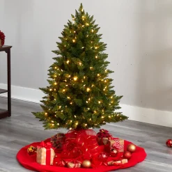 Pre-Lit Christmas Trees*The Holiday Aisle 4' H Green Spruce Cashmere Christmas Tree With 200 Led Color Changing/Combination Lights