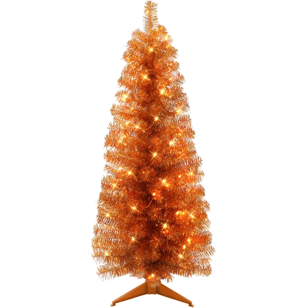 Pre-Lit Christmas Trees*The Holiday Aisle 54" H Orange Fir Christmas Tree With 70 Lights