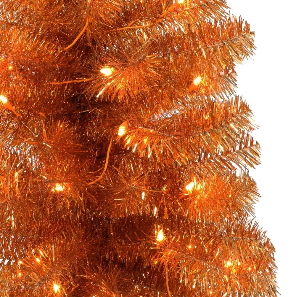 Pre-Lit Christmas Trees*The Holiday Aisle 54" H Orange Fir Christmas Tree With 70 Lights