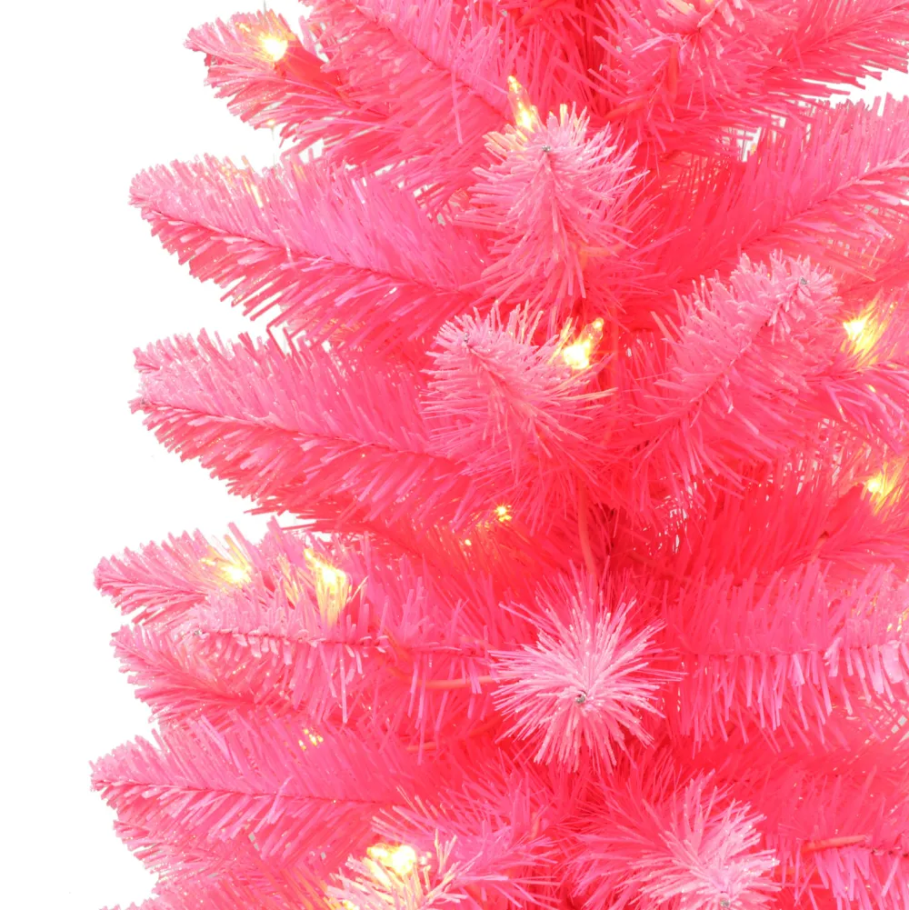 Pre-Lit Christmas Trees*The Holiday Aisle 36" H Pink Fir Christmas Tree With 50 Lights