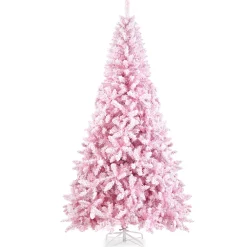 Pre-Lit Christmas Trees*The Holiday Aisle 7.5' H Pink Flocked Christmas Tree With 450 Led Lights