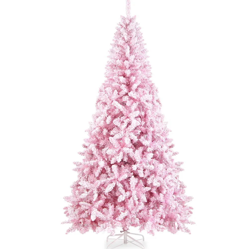 Pre-Lit Christmas Trees*The Holiday Aisle 7.5' H Pink Flocked Christmas Tree With 450 Led Lights