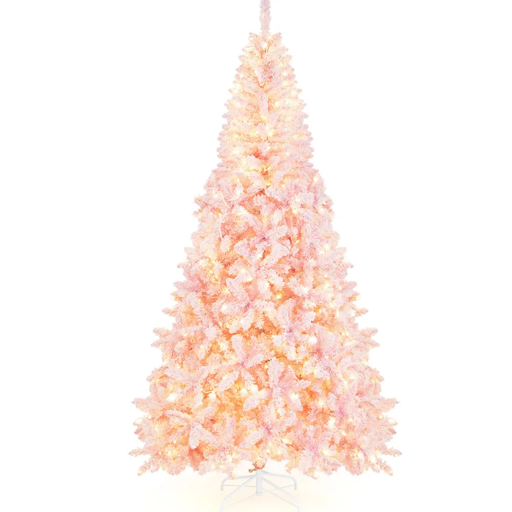 Pre-Lit Christmas Trees*The Holiday Aisle 7.5' H Pink Flocked Christmas Tree With 450 Led Lights