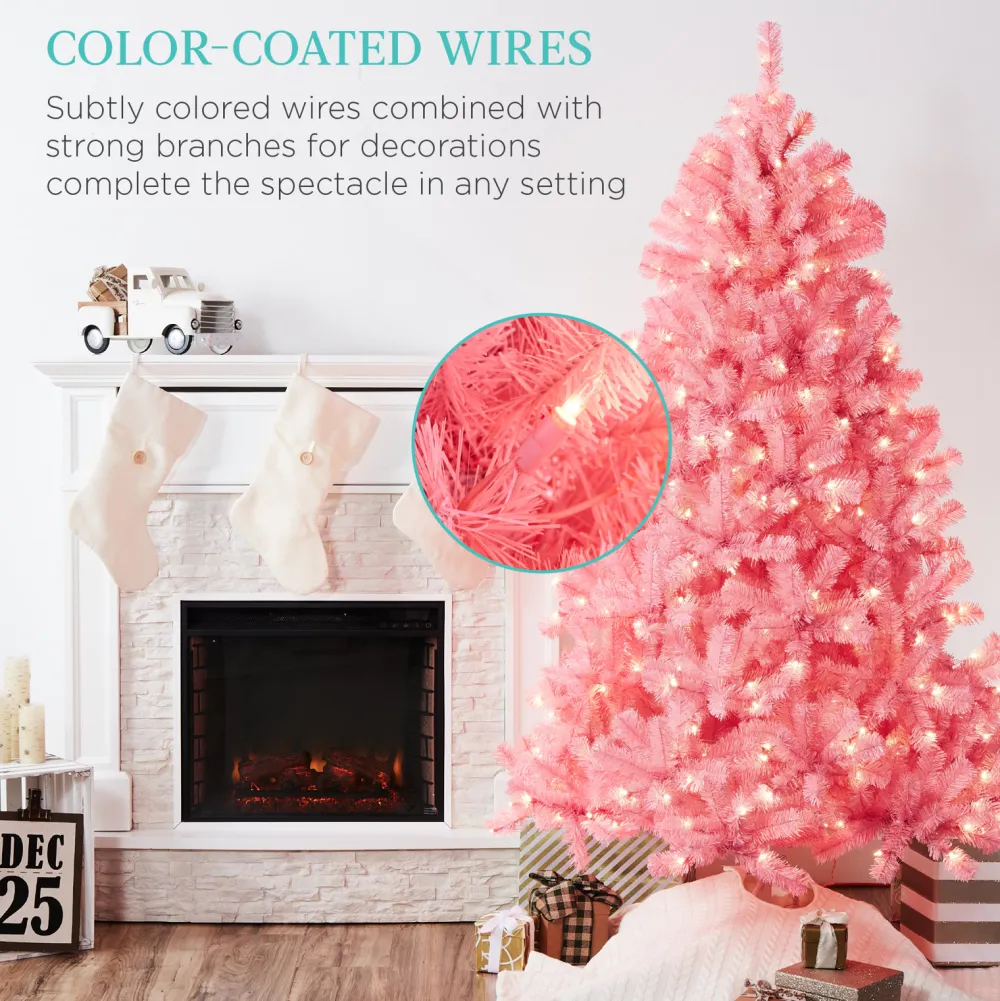 Pre-Lit Christmas Trees*The Holiday Aisle 6' H Pink Pine Christmas Tree With Twinkling Lights