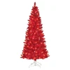 Pre-Lit Christmas Trees*The Holiday Aisle 6'5" H Red Fir Flocked/Frosted Christmas Tree With 200 Lights