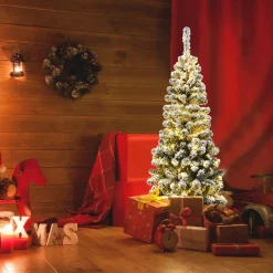Pre-Lit Christmas Trees*The Holiday Aisle 54'' H Red/White Pine Cashmere Christmas Tree With 150 Led Lights