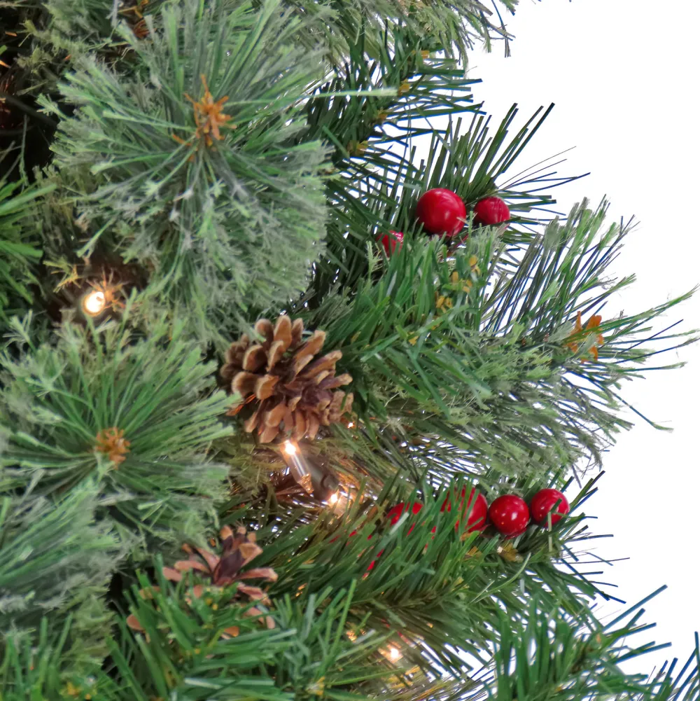 Pre-Lit Christmas Trees*The Holiday Aisle 90" H Regular Artificial Pvc Pine Cashmere Christmas Tree 550 Led Steady/Constant Lights And Pinecones