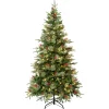 Pre-Lit Christmas Trees*The Holiday Aisle 72" H Regular Realistic Artificial Pvc And Pe Blend Pine Christmas Tree 200 Led Steady/Constant Lights And Berries