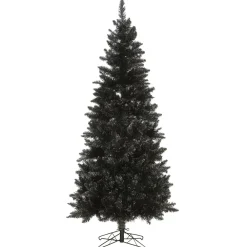 Pre-Lit Christmas Trees*The Holiday Aisle 6' H Slender Black Artificial Fir Halloween Tree With 100 Led Lights