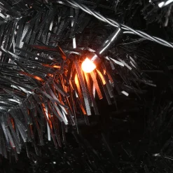 Pre-Lit Christmas Trees*The Holiday Aisle 6' H Slender Black Artificial Fir Halloween Tree With 100 Led Lights