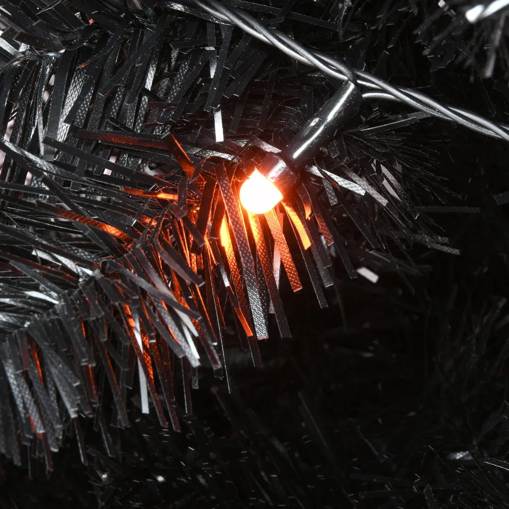 Pre-Lit Christmas Trees*The Holiday Aisle 6' H Slender Black Artificial Fir Halloween Tree With 100 Led Lights