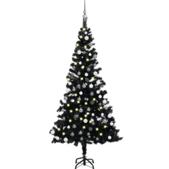 Pre-Lit Christmas Trees*The Holiday Aisle 82.68'' H Slender Black Christmas Tree With Led Lights