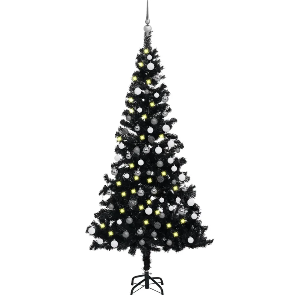 Pre-Lit Christmas Trees*The Holiday Aisle 82.68'' H Slender Black Christmas Tree With Led Lights
