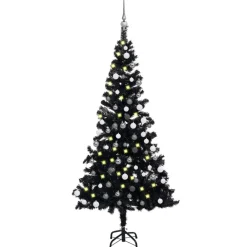 Pre-Lit Christmas Trees*The Holiday Aisle 82.68'' H Slender Black Christmas Tree With Led Lights