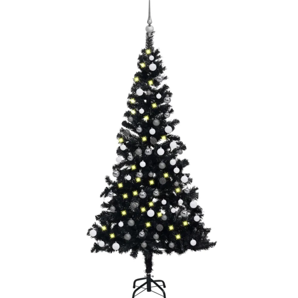 Pre-Lit Christmas Trees*The Holiday Aisle 82.68'' H Slender Black Christmas Tree With Led Lights