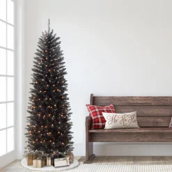 Pre-Lit Christmas Trees*Three Posts 7'6" H Slender Black Fir Christmas Tree With 250 Lights