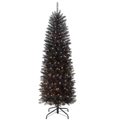 Pre-Lit Christmas Trees*Three Posts 7'6" H Slender Black Fir Christmas Tree With 250 Lights