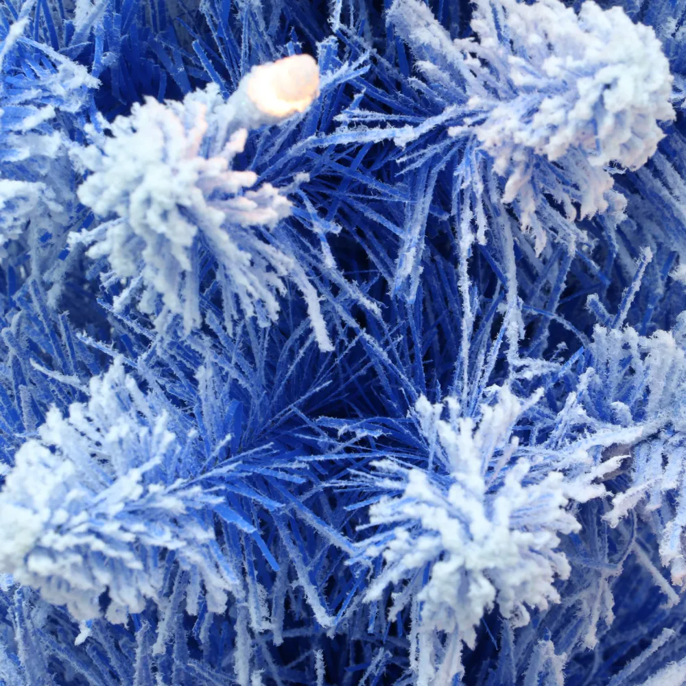 Pre-Lit Christmas Trees*The Holiday Aisle 7'5" H Slender Blue Fir Flocked/Frosted Christmas Tree With 300 Lights