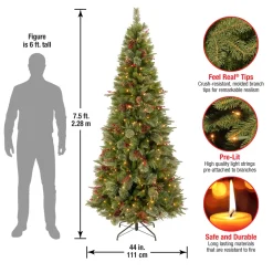 Pre-Lit Christmas Trees*Three Posts 7.6' H Slender Green Artificial Spruce Christmas Tree Withf 400 Lights