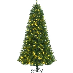 Pre-Lit Christmas Trees*The Holiday Aisle 84'' H Slender Green Artificial Spruce Christmas Tree With 500 Led Changing/Combination Lights