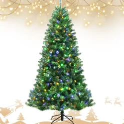 Pre-Lit Christmas Trees*The Holiday Aisle 84'' H Slender Green Artificial Spruce Christmas Tree With 500 Led Changing/Combination Lights