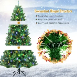 Pre-Lit Christmas Trees*The Holiday Aisle 84'' H Slender Green Artificial Spruce Christmas Tree With 500 Led Changing/Combination Lights