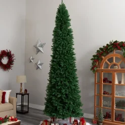 Pre-Lit Christmas Trees*The Holiday Aisle 12' H Slender Green Pine Cashmere Christmas Tree With 1100 Led Lights