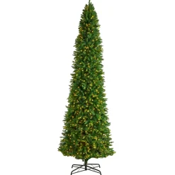 Pre-Lit Christmas Trees*The Holiday Aisle 12' H Slender Green Pine Cashmere Christmas Tree With 1100 Led Lights