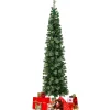 Pre-Lit Christmas Trees*The Holiday Aisle 7' H Slender Green Pine Cashmere Christmas Tree With 150 Mini Incandescent Lights