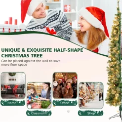 Pre-Lit Christmas Trees*The Holiday Aisle 7' H Slender Green Pine Cashmere Christmas Tree With 150 Mini Incandescent Lights