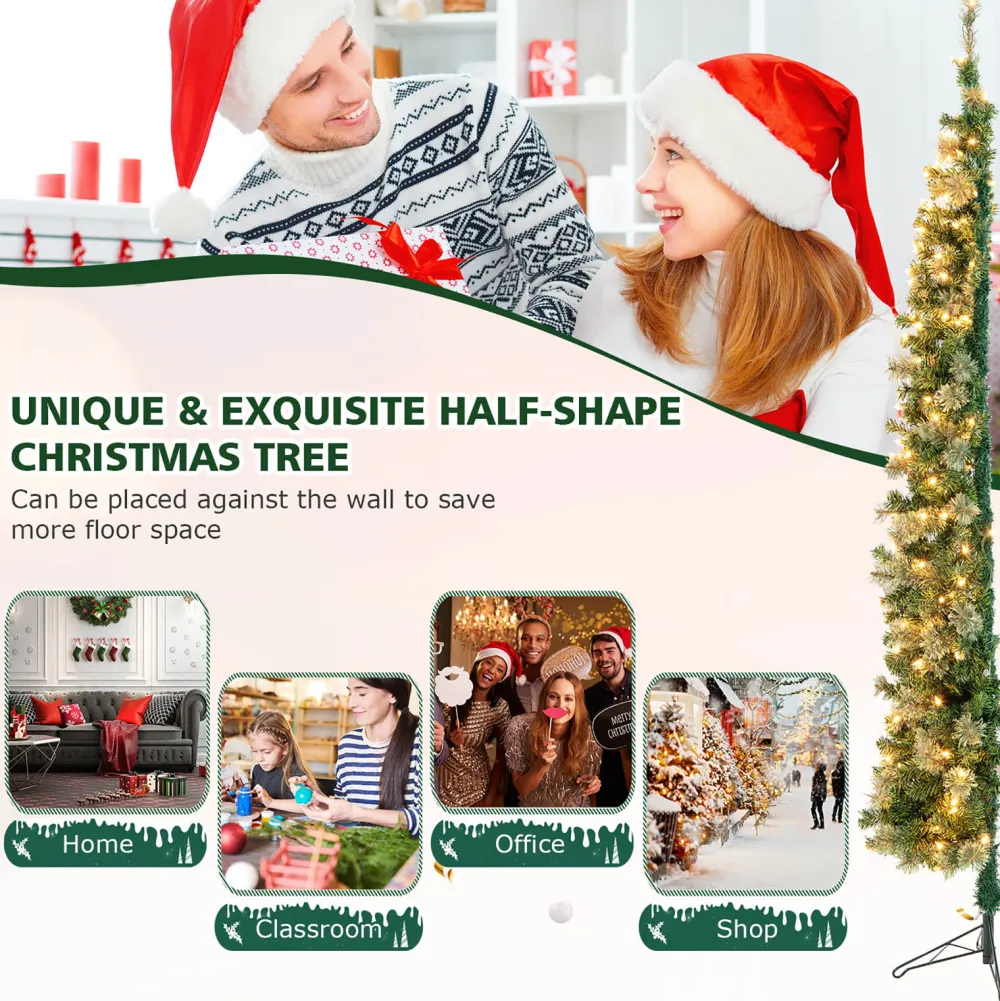 Pre-Lit Christmas Trees*The Holiday Aisle 7' H Slender Green Pine Cashmere Christmas Tree With 150 Mini Incandescent Lights