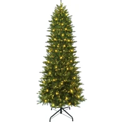 Pre-Lit Christmas Trees*The Holiday Aisle 9' H Slender Green Pine Christmas Tree With 800 Lights