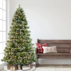 Pre-Lit Christmas Trees*The Holiday Aisle 7' H Slender Green Pine Christmas Tree With 400 Lights