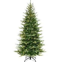 Pre-Lit Christmas Trees*The Holiday Aisle 90" H Slender Green Pvc & Pe Blend Fir Christmas Tree With 500 Lights
