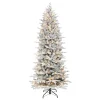 Pre-Lit Christmas Trees*The Holiday Aisle 90" H Slender Green Pvc & Pe Blend Fir Flocked/Frosted Christmas Tree With 400 Lights