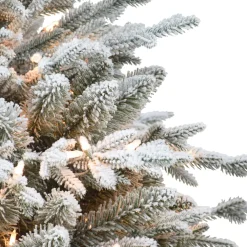 Pre-Lit Christmas Trees*The Holiday Aisle 90" H Slender Green Pvc & Pe Blend Fir Flocked/Frosted Christmas Tree With 400 Lights