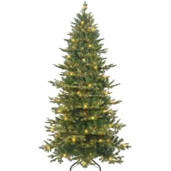 Pre-Lit Christmas Trees*The Holiday Aisle 6'5" H Slender Green Realistic Artificial Fir Christmas Tree With 350 Lights