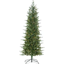 Pre-Lit Christmas Trees*The Holiday Aisle 6'5" H Slender Green Realistic Artificial Pine Christmas Tree With 150 Lights