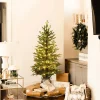 Pre-Lit Christmas Trees*Andover Mills 4'4" H Slender Green Realistic Artificial Fir Christmas Tree With 100 Led Lights