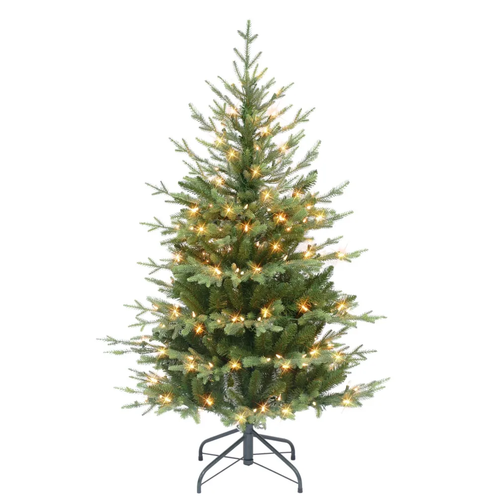 Pre-Lit Christmas Trees*The Holiday Aisle 4'5" H Slender Green Realistic Artificial Fir Christmas Tree With 200 Lights