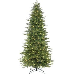 Pre-Lit Christmas Trees*The Holiday Aisle 9' H Slender Green Realistic Artificial Fir Christmas Tree With 700 Led Color Changing/Combination Lights