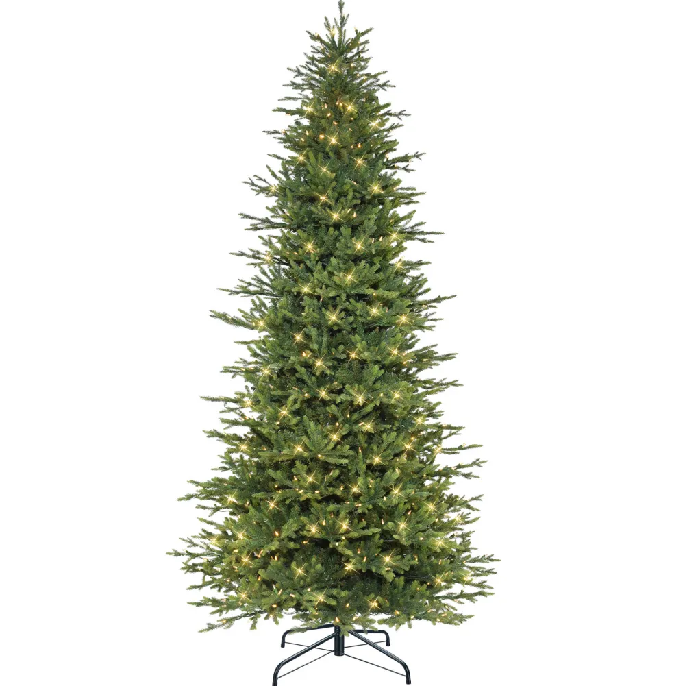 Pre-Lit Christmas Trees*The Holiday Aisle 9' H Slender Green Realistic Artificial Fir Christmas Tree With 700 Led Color Changing/Combination Lights
