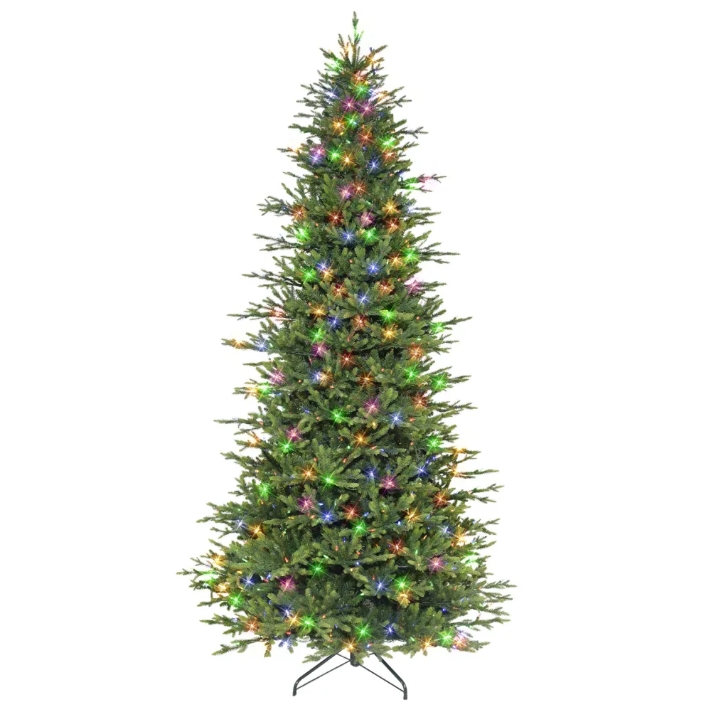 Pre-Lit Christmas Trees*The Holiday Aisle 9' H Slender Green Realistic Artificial Fir Christmas Tree With 700 Led Color Changing/Combination Lights