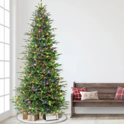 Pre-Lit Christmas Trees*The Holiday Aisle 9' H Slender Green Realistic Artificial Fir Christmas Tree With 700 Led Color Changing/Combination Lights