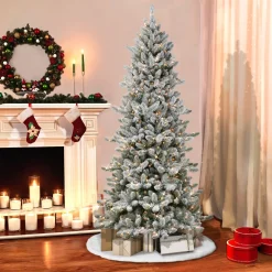 Pre-Lit Christmas Trees*Sand & Stable 7'6" H Slender Green Spruce Frosted Christmas Tree With 400 Lights