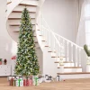 Pre-Lit Christmas Trees*The Holiday Aisle 9'' H Slender Green/White Flocked/Frosted Christmas Tree With 300 Led Lights