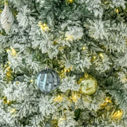 Pre-Lit Christmas Trees*The Holiday Aisle 9' H Slender Green/White Flocked/Frosted Christmas Tree With 350 Led Lights